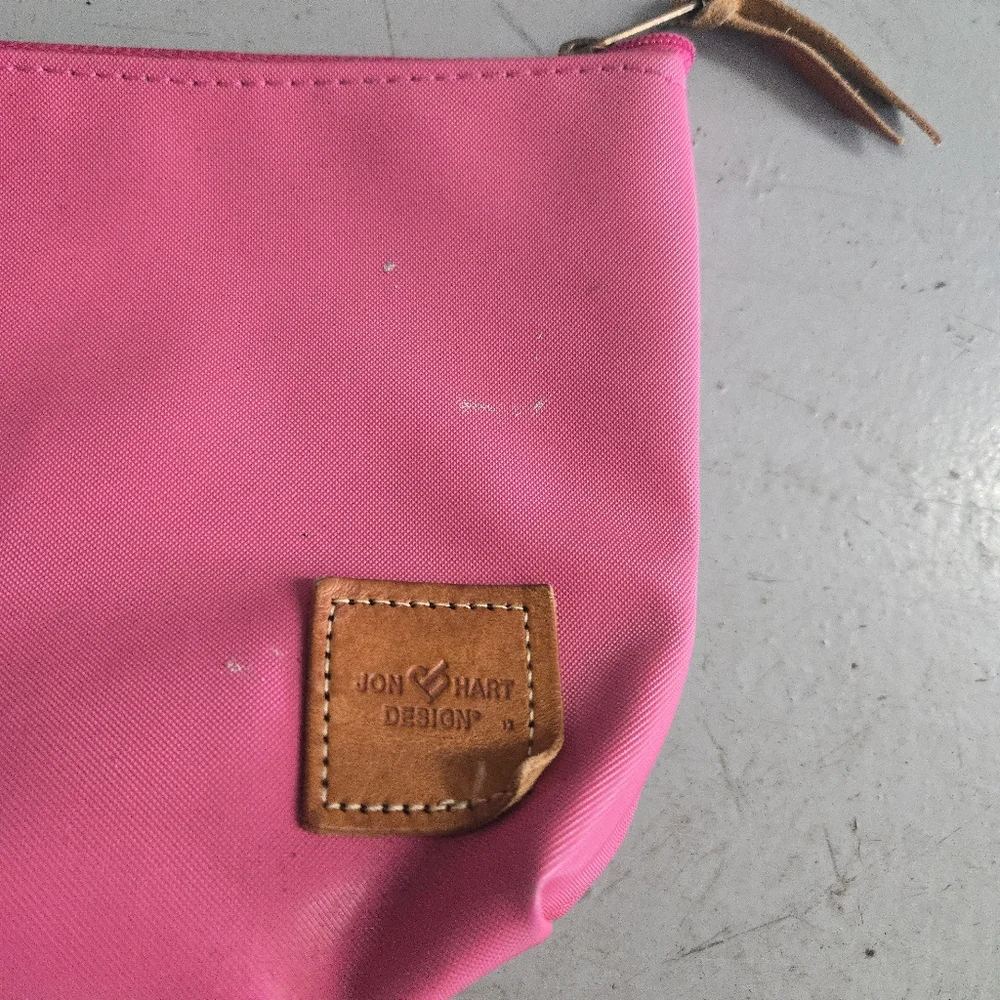 Jon Hart Design Large Travel Kit Pink Coated Canvas Toiletry Makeup Bag 